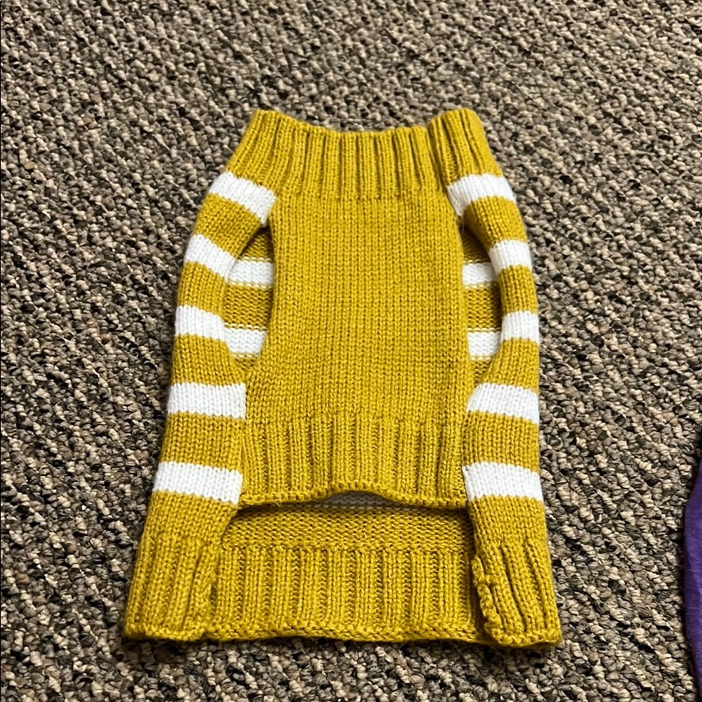 4/$15 Yellow and White Striped dog Sweater